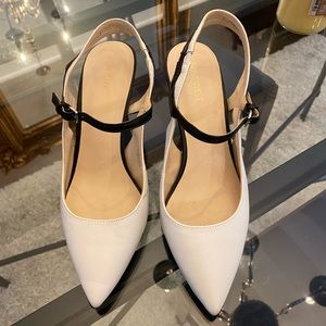 Black and white pointy toe heels